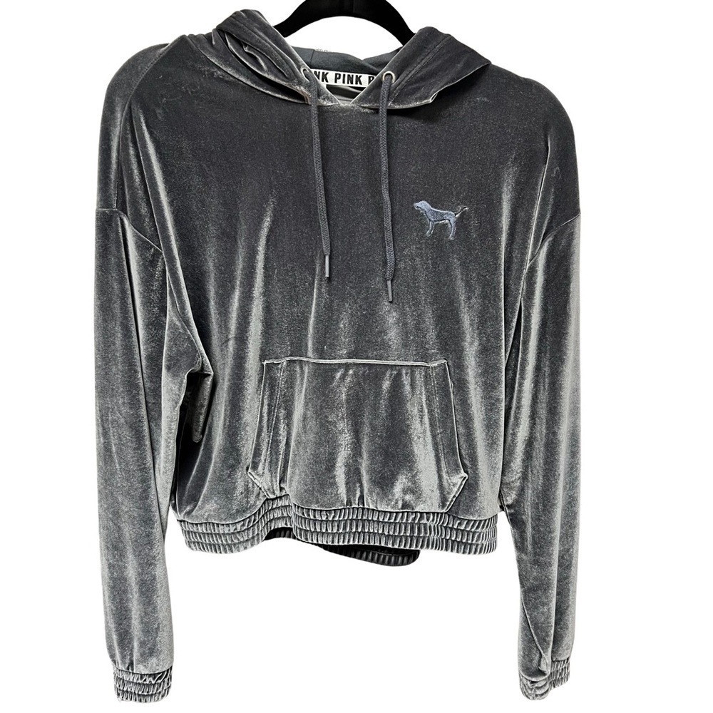 Victoria Secret Pink Grey Cropped Hoodie. Small Spot On Back Right Shoulder.